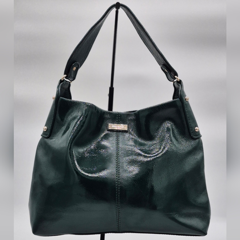 Kate Spade Green Leather Shoulder Bag With Gold Hardware Vintage